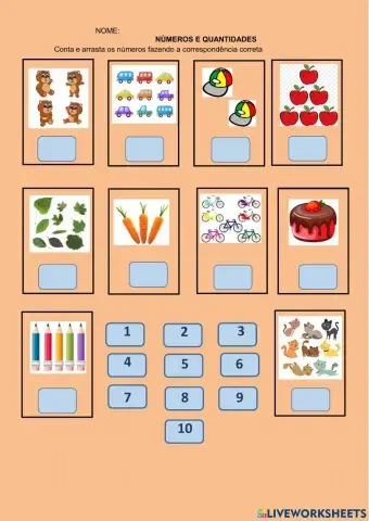 Arraste os números as quantidades