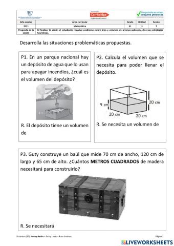 ÁREA Y VOLUMEN DE PRISMAS