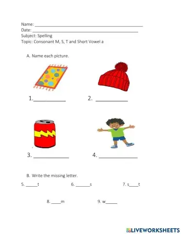 Consonant M -S-T and Short Vowel A