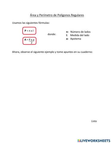 Área y Perímetro de Polígonos regulares