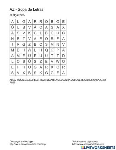 Sopa de letras el algarrobo