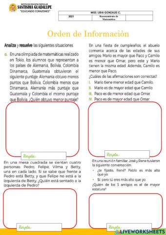 Orden de información II