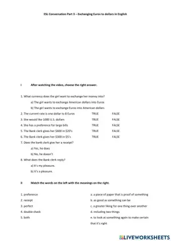 Money exchange part III