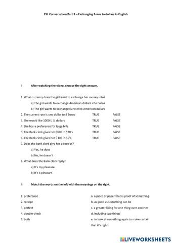 Money exchange part III