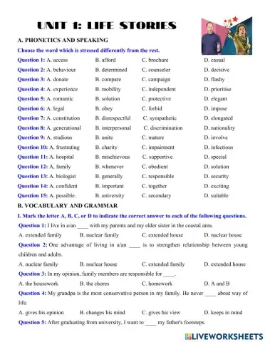 English Grade 12 - Unit 1