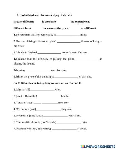 English practise for grade 7