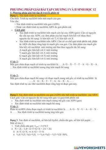 Bài tập chương II. sinih 12