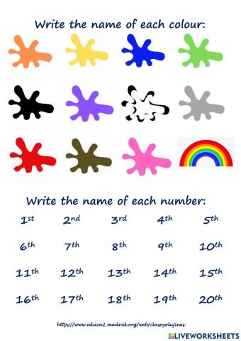 Colours & Ordinal Numbers