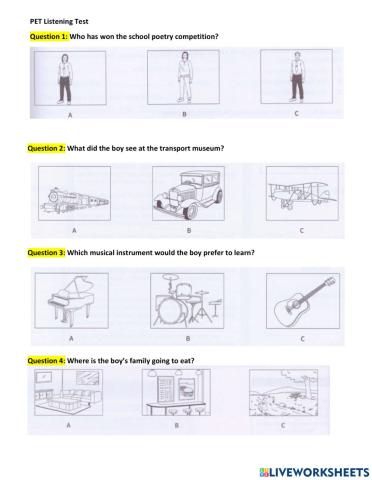 Grade 6-PET listening-2-Question 1-8