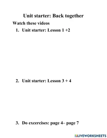 Grade 5- Unit Starter