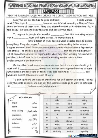 For and Against essay