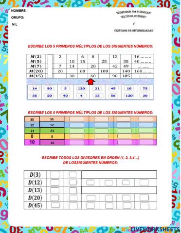 Múltiplos, divisores y criterios de divisibilidad