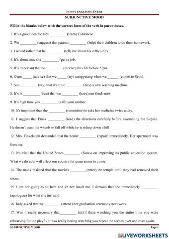 Practice subjunctive mood 1