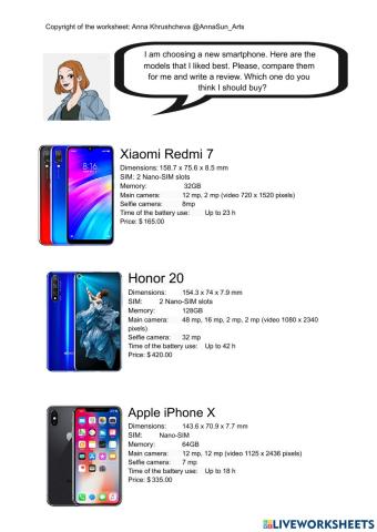 Comparatives-superlatives. Smartphones