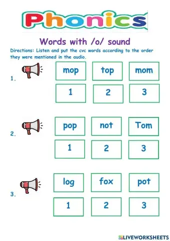 Phonics short o sound