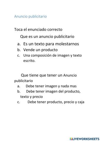 El anuncio publicitario