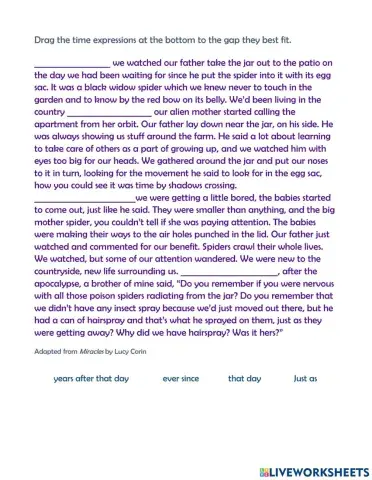 Time expressions in stories