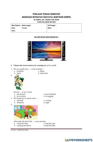 PTS Bahasa Inggris Kelas V