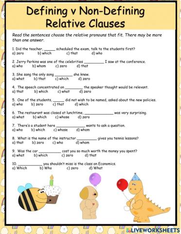 Defining & Non-Defining Relative Clauses