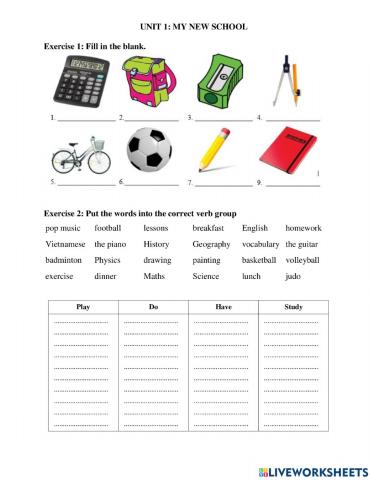 Unit 1 - My new school