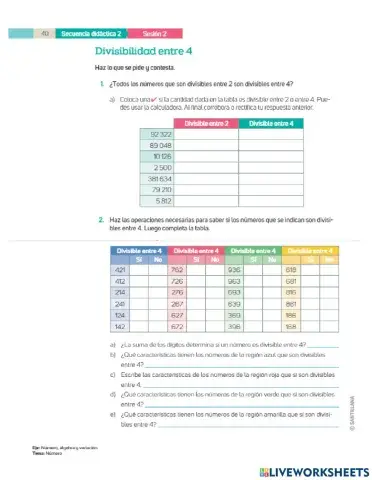 Divisibilidad entre 3, 4 y 6