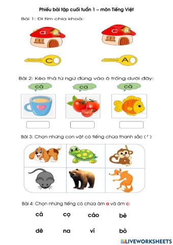 Phiếu bài tập cuối tuần 1 môn tiếng việt