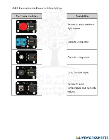 Match the modules to the correct descriptions