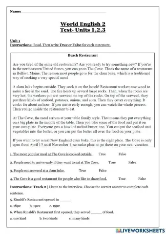 World English test 1,2,3