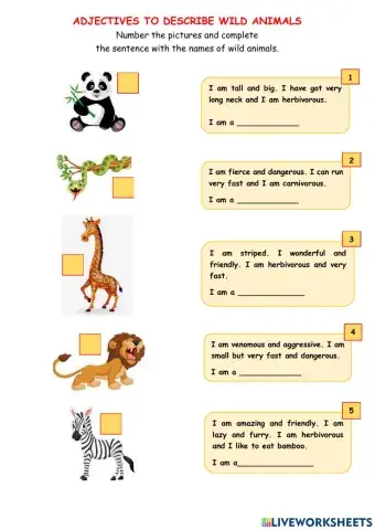 Adjectives to describe wild animals