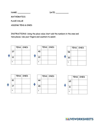 Place value: adding tens &ones