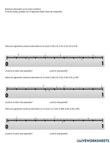Decimales en la recta numérica