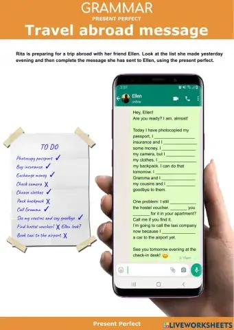 Present Perfect - Travel abroad message