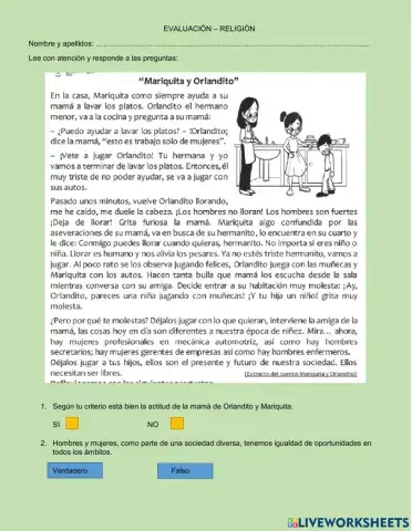 Evaluación religion