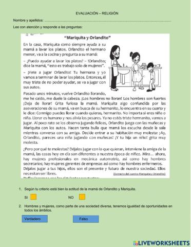 Evaluación religion