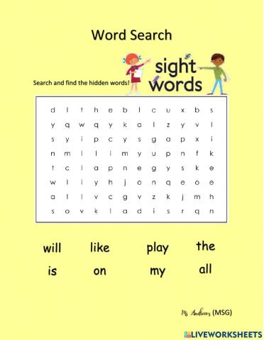 Word Search- Sight Words