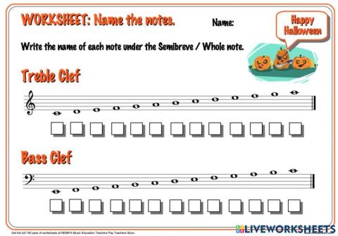 Treble and Bass Clef Worksheet