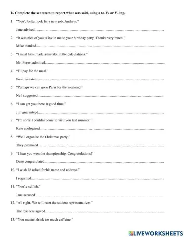 Reported speech with gerung