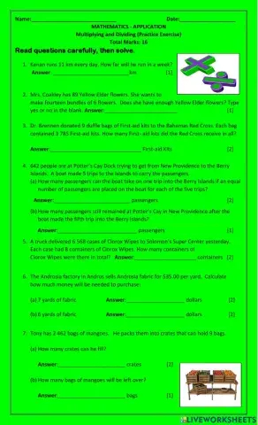 Multiplication and Division Word Problems