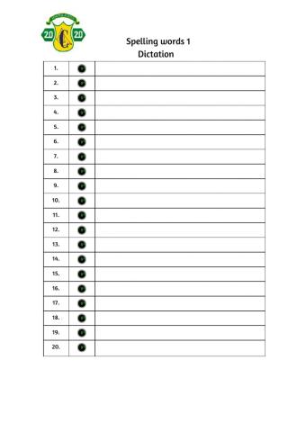 Spelling words 1