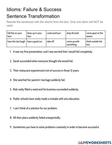 Idioms: Success and Failure