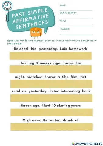 Affirmative sentences past simple