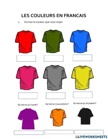 Les couleurs en francais