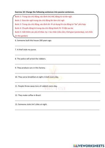 Passive voice (Ex 10)
