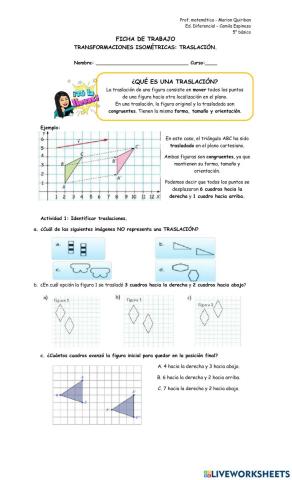 Transformación isométrica: traslación