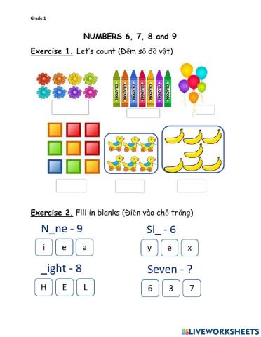 Numbers 6, 7, 8 and 9