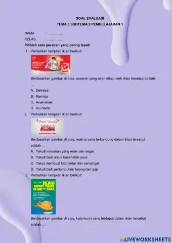 Evaluasi Kelas 5 Tema 3 Subtema 1 Pembelajaran 2