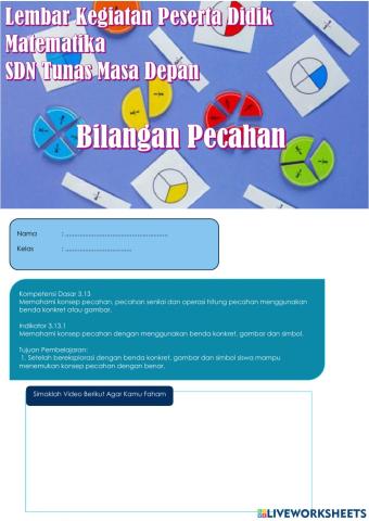 LKPD Pecahan Belajar Liveworksheet