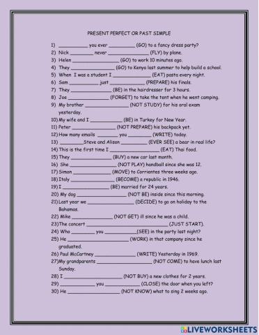 Simple past and present perfect tenses