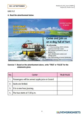 Reading Advertisement