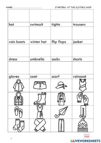 Starters-clothes part 1